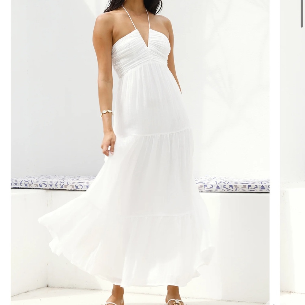 Elegant White Halter Maxi Dress
